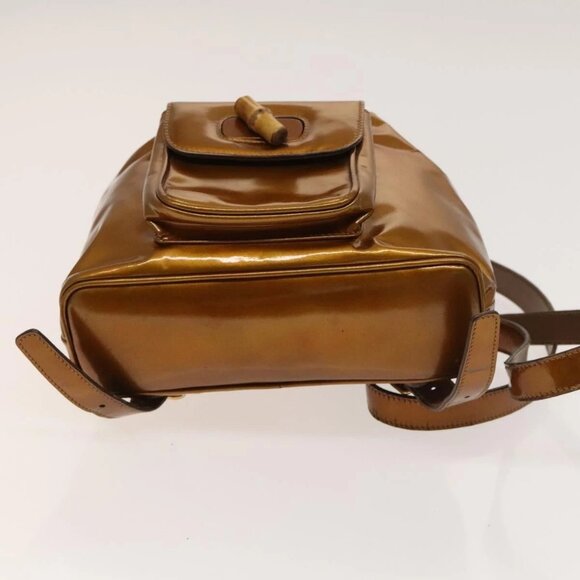GUCCI Bamboo Backpack Enamel Outlet Brown Gold 003 8030 Auth bs28446 - Picture 6 of 16
